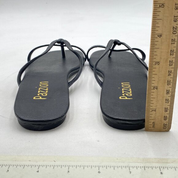 Pazzion Black Square Open Toe Flats Sandals Slip On Backless Flip Flops Shoes - Picture 5 of 8